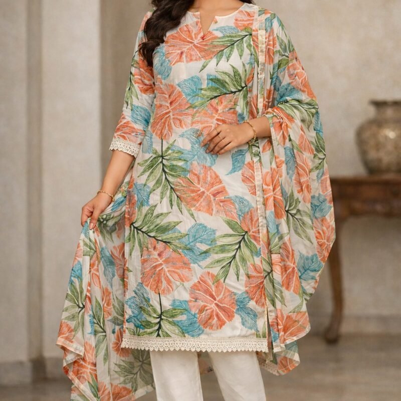 Printed crepe silk suits material