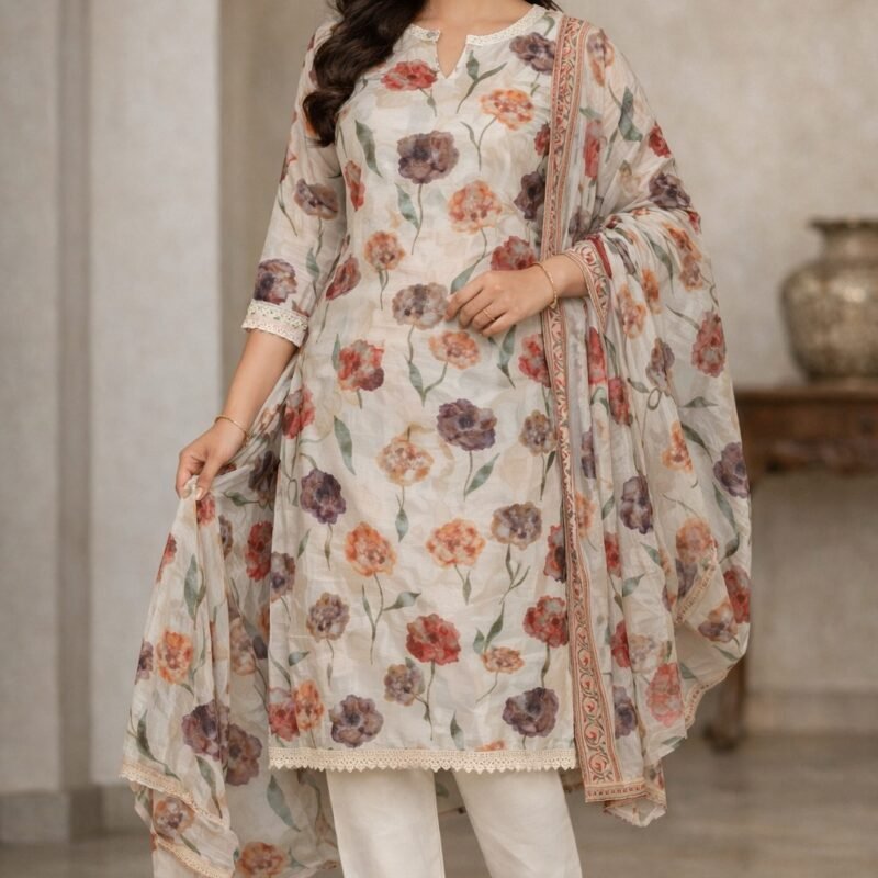 Printed crepe silk suits material